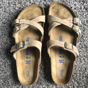 EUC Birkenstock Franca 42 Narrow Soft Footbed Sandcastle Color
